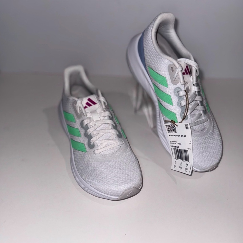 Adidas White Sneakers with Green Accents - Picture 3 of 9